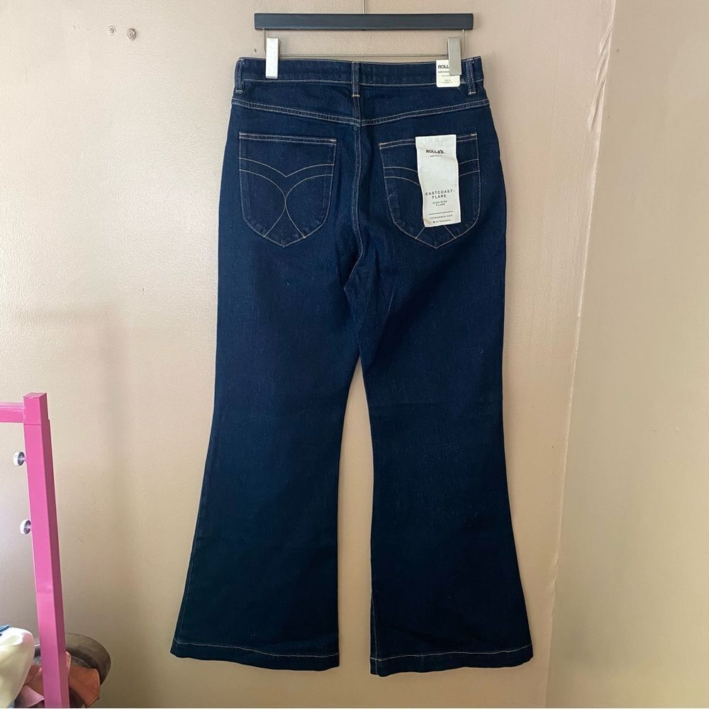ROLLAS jeans east coast flares dark denim bell bottoms high rise NWT 32 - Picture 4 of 9